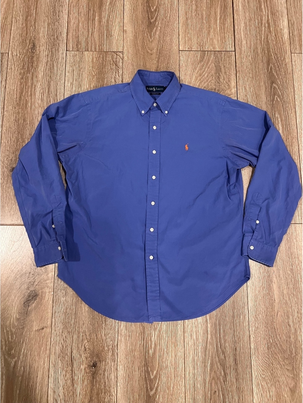 Ralph Lauren Classic Fit Button-Down Long Sleeve Shirt in Blue, Size L